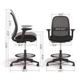 Union & Scale™ Essentials Mesh Back Drafting Stool, Adjustable Lumbar Support, Supports Up to 275 lb, 26.6" to 33.6" Seat Height, Black (UOSUN60992) Each