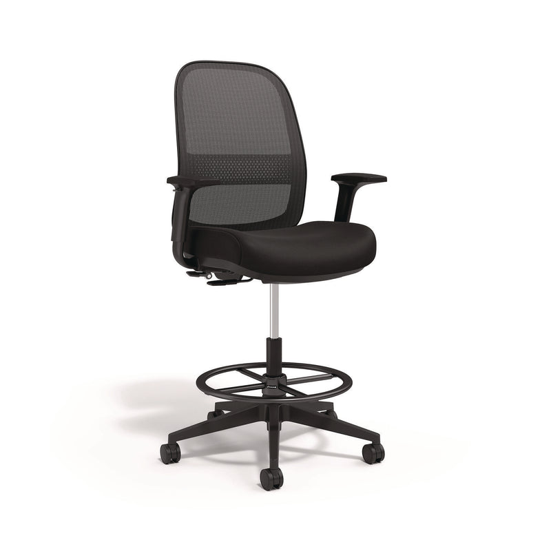 Union & Scale™ Essentials Mesh Back Drafting Stool, Adjustable Lumbar Support, Supports Up to 275 lb, 26.6" to 33.6" Seat Height, Black (UOSUN60992) Each