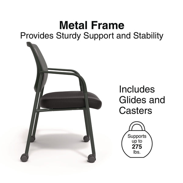 Union & Scale™ Essentials Mesh Back Fabric Guest Chair, 24.41" x 23.62" x 35.04", Black Seat, Black Back, Black Frame (UOSUN61297) Each