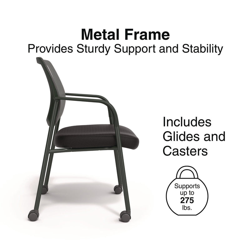 Union & Scale™ Essentials Mesh Back Fabric Guest Chair, 24.41" x 23.62" x 35.04", Black Seat, Black Back, Black Frame (UOSUN61297) Each