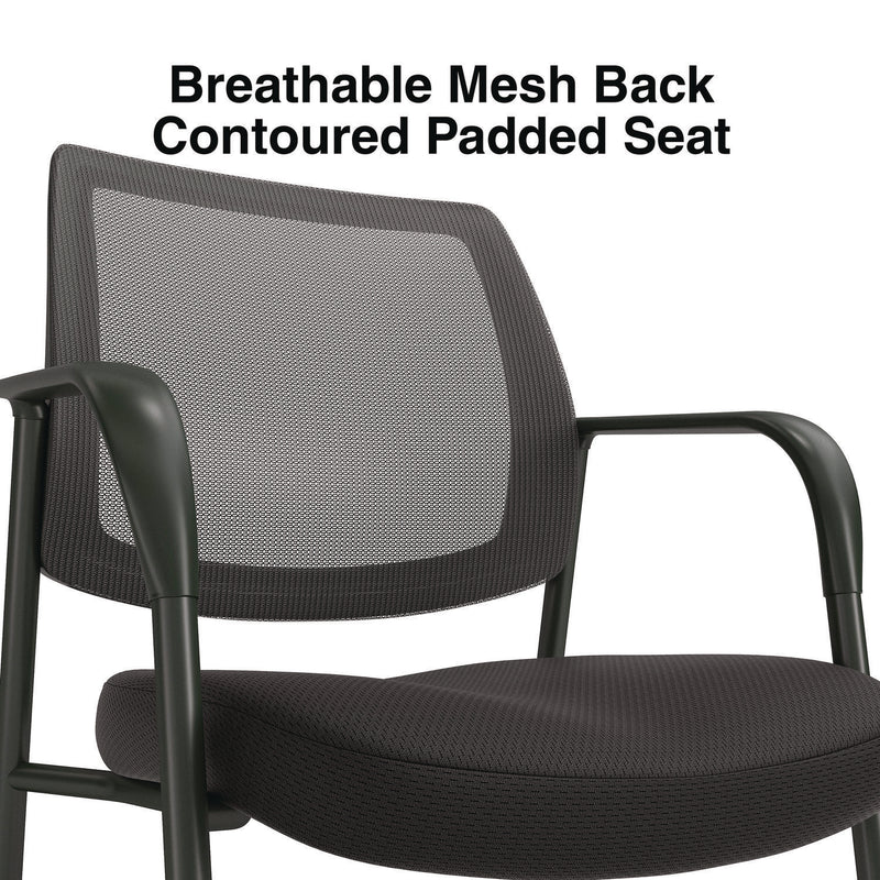 Union & Scale™ Essentials Mesh Back Fabric Guest Chair, 24.41" x 23.62" x 35.04", Black Seat, Black Back, Black Frame (UOSUN61297) Each