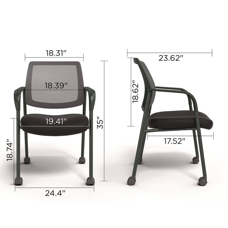 Union & Scale™ Essentials Mesh Back Fabric Guest Chair, 24.41" x 23.62" x 35.04", Black Seat, Black Back, Black Frame (UOSUN61297) Each