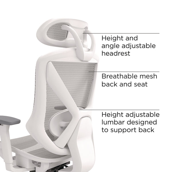 FlexFit Dexley Mesh Task Chair, Supports Up to 275 lb, 16.61" to 20.31" Seat Height, Gray Seat, Gray Back, White Base (UOSUN61365) Each