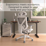 Union & Scale™ FlexFit Dexley Mesh Task Chair, Supports Up to 275 lb, 16.61" to 20.31" Seat Height, Gray Seat, Gray Back, White Base (UOSUN61365) Each