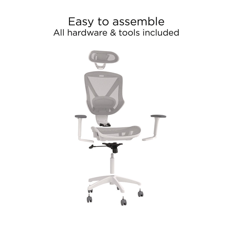 Union & Scale™ FlexFit Dexley Mesh Task Chair, Supports Up to 275 lb, 16.61" to 20.31" Seat Height, Gray Seat, Gray Back, White Base (UOSUN61365) Each
