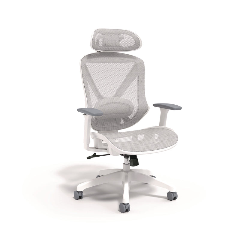 Union & Scale™ FlexFit Dexley Mesh Task Chair, Supports Up to 275 lb, 16.61" to 20.31" Seat Height, Gray Seat, Gray Back, White Base (UOSUN61365) Each
