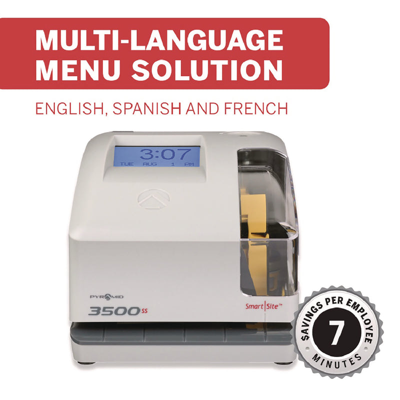 Pyramid Technologies 3500 Smart Site Punch Card Time Clock System, DC Powered Operation, Light Gray (PTI3500SS) Each
