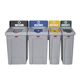 Rubbermaid® Commercial Slim Jim Recycling Station Kit, 1-Stream Bottles and Cans, 23 gal, Plastic, Yellow/Gray (RCP2185052) Each