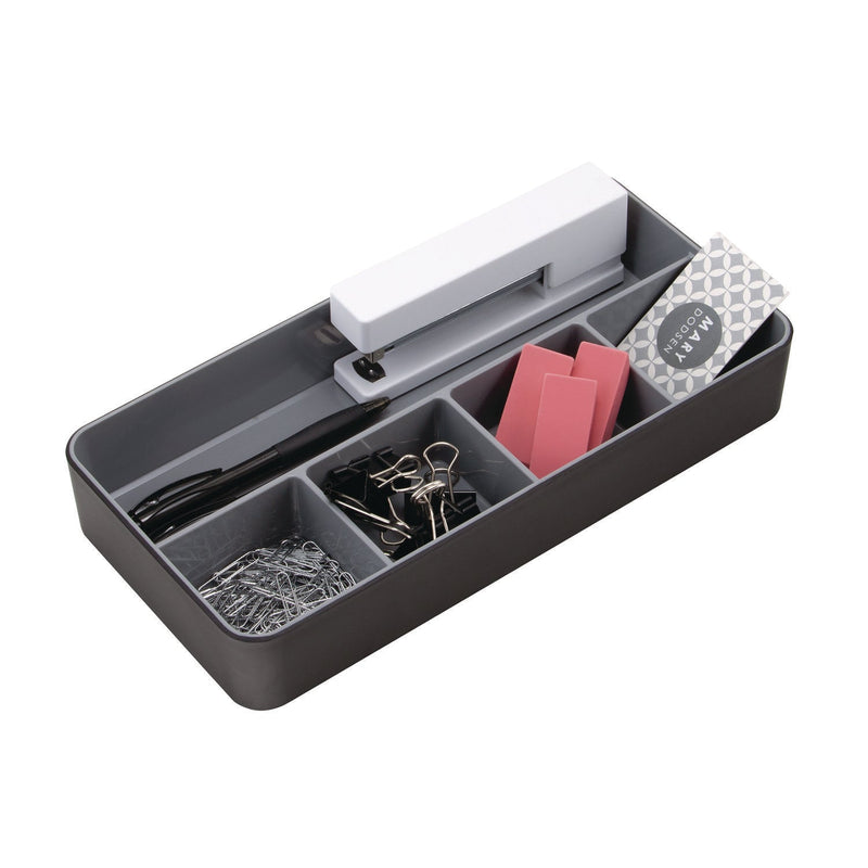 Advantus Fusion Five-Compartment Plastic Accessory Holder, Plastic, 12.25 x 6 x 2, Black/Gray (AVT37682) Each