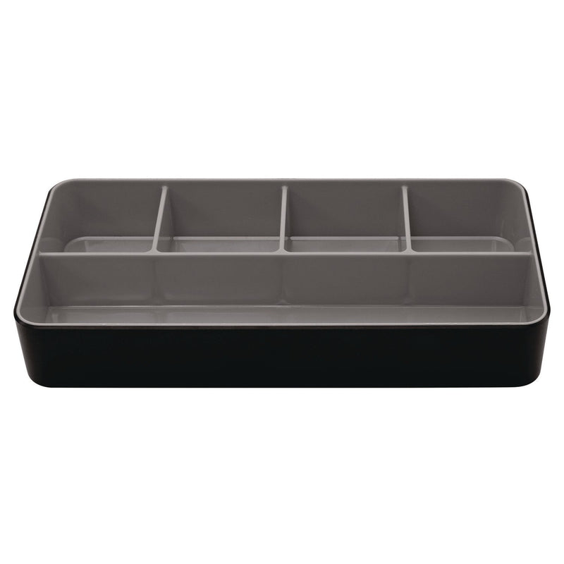Advantus Fusion Five-Compartment Plastic Accessory Holder, Plastic, 12.25 x 6 x 2, Black/Gray (AVT37682) Each
