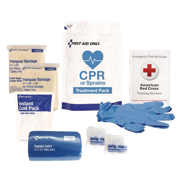First Aid Only™ 9-Piece CPR and Sprains Treatment Pack, 9 Pieces, Resealable Plastic Bag (FAO91165) Each
