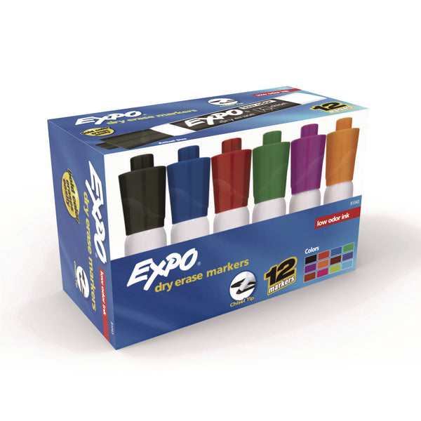 Expo Low-Odor Dry-Erase Marker, Broad Chisel Tip, Assorted Colors, 12/Box (SAN81043) Each