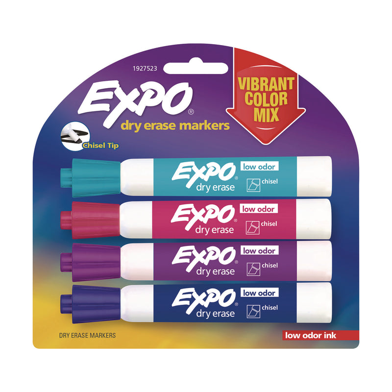 EXPO® Low-Odor Dry Erase Marker, Broad Chisel Tip, Assorted Colors, 4/Pack (SAN1927523) Pack of 4