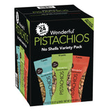 Wonderful® No Shells Roasted and Salted Pistachios Variety Pack, Assorted Flavors, 0.75 oz Bag, 24/Carton (WONPAR70086) Case of 24