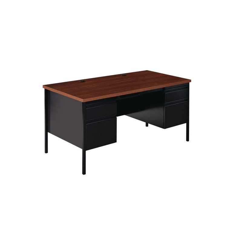 Alera Double Pedestal Steel Desk, 60" x 30" x 29.5", Mocha/Black, Black Legs (ALEHSD6030BM) Each