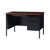 Alera Single Pedestal Steel Desk, 45.5" x 24" x 29.5", Mocha/Black, Black Legs (ALEHSD4524BM) Each