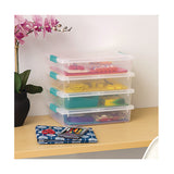 IRIS Latch Lid Storage Box, 2.3 gal, 14 x 11 x 3.5, Clear Bin/Seafoam Latches (IRS301158) Each