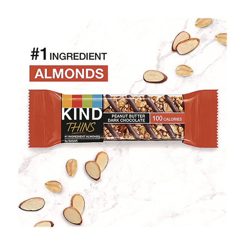 KIND Thins Bar Variety Pack, Dark Chocolate Cherry Cashew; Peanut Butter Dark Chocolate, 0.74 oz, 20/Box (KNDPHW41891) Box of 20