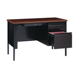 Alera Single Pedestal Steel Desk, 45.5" x 24" x 29.5", Mocha/Black, Black Legs (ALEHSD4524BM) Each