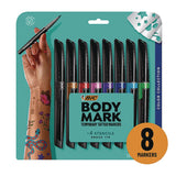 BIC® BodyMark Temporary Tattoo Markers, Fine Brush Tip, Assorted Colors, 8/Pack (BICMTBP81AST) Pack of 8