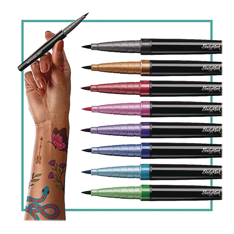 BIC® BodyMark Temporary Tattoo Markers, Fine Brush Tip, Assorted Colors, 8/Pack (BICMTBP81AST) Pack of 8