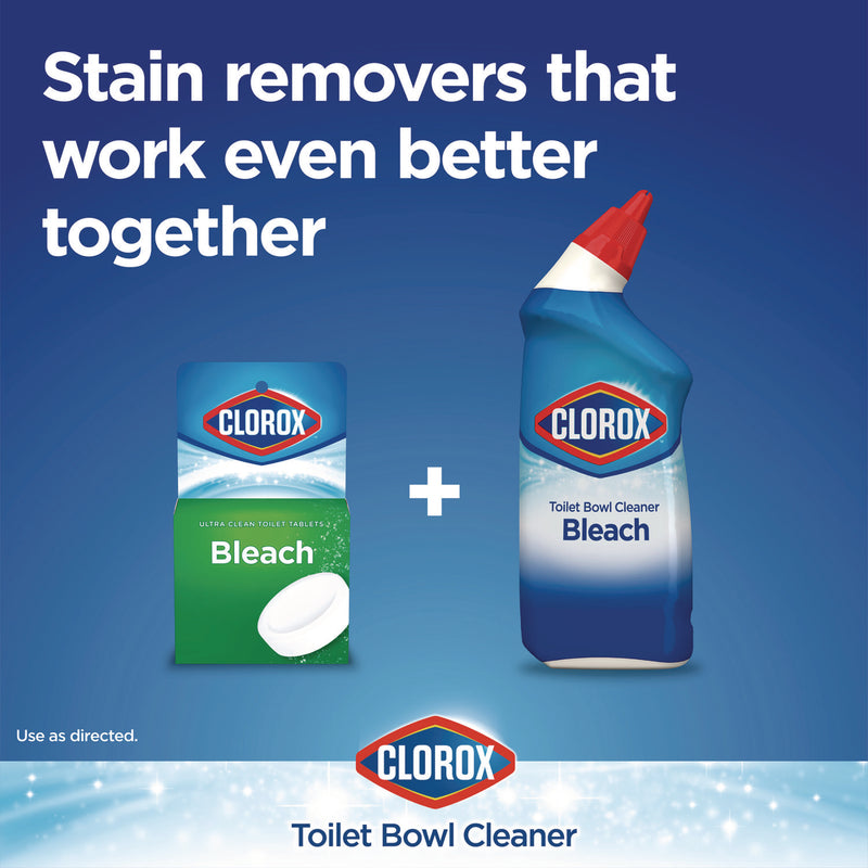 Clorox® Disinfecting Toilet Bowl Cleaner with Bleach, Rain Clean Scent, 24 oz Bottle, 2/Pack (CLO30924)