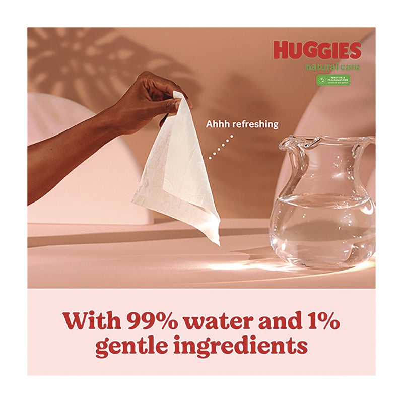 Huggies® Natural Care Sensitive Baby Wipes, Unscented, White, 64/Pack, 12 Packs/Carton (KCM51079) Case of 12