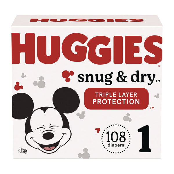 Huggies® Snug and Dry Diapers, Size 1, 8 lbs to 14 lbs, 108/Carton (KCC54645) Case of 108