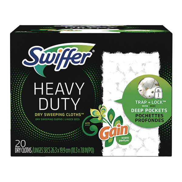 Swiffer® Heavy-Duty Dry Refill Cloths, 7.8 x 10.3, Gain Original Scent, White, 20 Cloths/Box (PGC94136) Box of 20