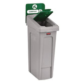 Rubbermaid® Commercial Slim Jim Recycling Station Kit, 1-Stream Compost, 23 gal, Plastic, Green/Gray (RCP2185051) Each