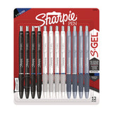 Sharpie® S-Gel™ S-Gel Gel Pen, Retractable, Medium 0.7 mm, Black; Blue Ink, Black; Gray; White Barrels, 12/Pack (SAN2129832) Pack of 12