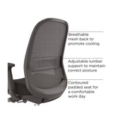 Essentials Mesh Back Fabric Task Chair, Adjustable Lumbar Support, Supports Up to 275 lb, 18.31" to 22.17" Seat Height, Black (UOSUN60991) Each