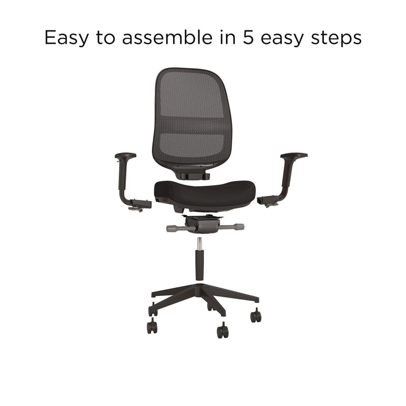 Essentials Mesh Back Fabric Task Chair, Adjustable Lumbar Support, Supports Up to 275 lb, 18.31" to 22.17" Seat Height, Black (UOSUN60991) Each