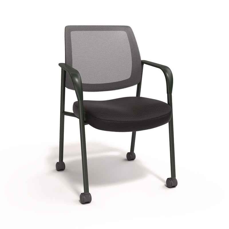 Union & Scale™ Essentials Mesh Back Fabric Guest Chair, 24.41" x 23.62" x 35.04", Black Seat, Black Back, Black Frame (UOSUN61297) Each