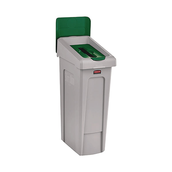 Rubbermaid® Commercial Slim Jim Recycling Station Kit, 1-Stream Paper, 23 gal, Plastic, Green/Gray (RCP2185054) Each