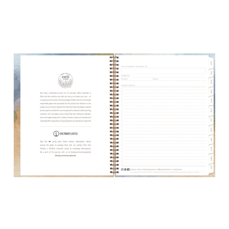 Blue Sky® One Tree Planted Andreo Weekly/Monthly Planner, Abstract Artwork, 11" x 8.5", Blue/Sand/Green Cover, 12-Month (Jan-Dec): 2026 (BLS137948) Each