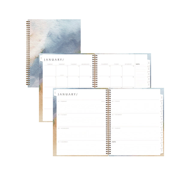 Blue Sky® One Tree Planted Andreo Weekly/Monthly Planner, Abstract Artwork, 11" x 8.5", Blue/Sand/Green Cover, 12-Month (Jan-Dec): 2026 (BLS137948) Each