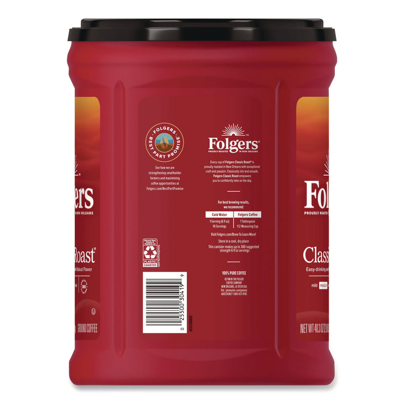 Folgers Classic Roast Ground Coffee, Classic Roast, 40.3 oz Canister (FOL30419EA) Each