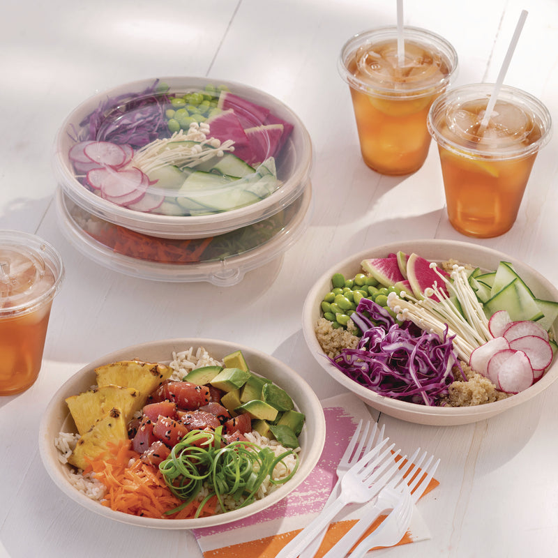 Pactiv Evergreen EarthChoice PP Lid for Fiber Blend Bowl, 8" Diameter, Clear, Plastic, 200/Carton (PCTYPPLIDF8RND) Case of 200