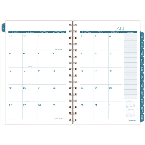 Cambridge® Glacier Weekly/Monthly Planner, Glacier Artwork, 8.5" x 6.38", Blue/Gray/Silver Cover, 12-Month (Jan to Dec): 2025 (AAG1727200) Each