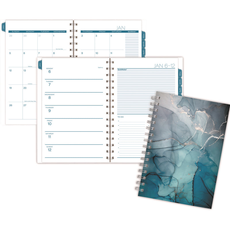 Cambridge® Glacier Weekly/Monthly Planner, Glacier Artwork, 8.5" x 6.38", Blue/Gray/Silver Cover, 12-Month (Jan to Dec): 2025 (AAG1727200) Each