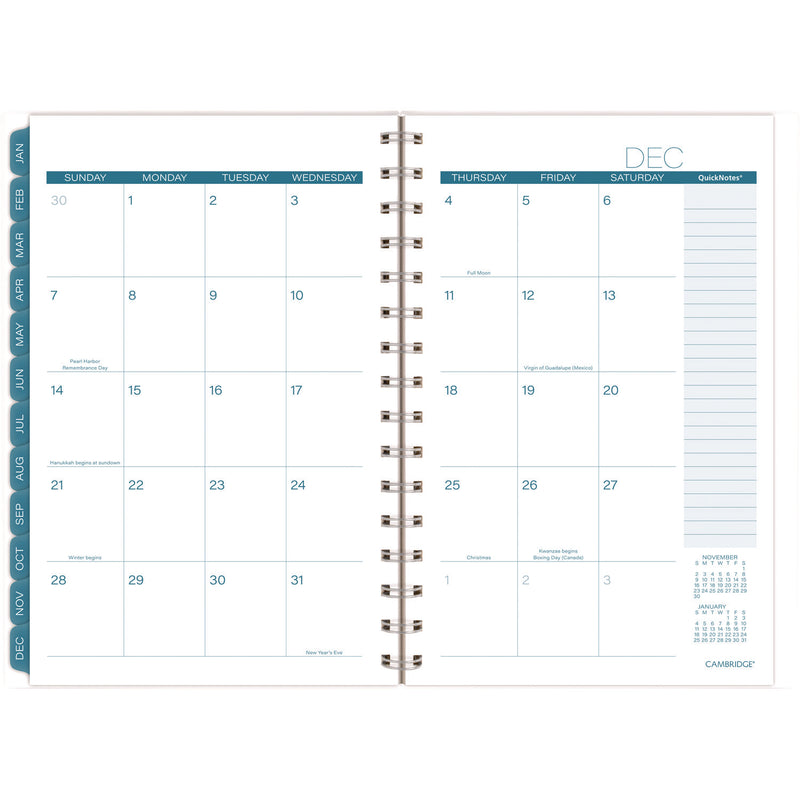 Cambridge® Glacier Weekly/Monthly Planner, Glacier Artwork, 8.5" x 6.38", Blue/Gray/Silver Cover, 12-Month (Jan to Dec): 2025 (AAG1727200) Each