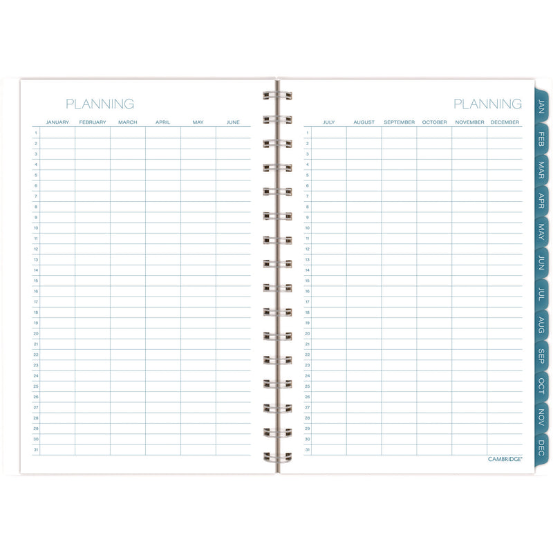 Cambridge® Glacier Weekly/Monthly Planner, Glacier Artwork, 8.5" x 6.38", Blue/Gray/Silver Cover, 12-Month (Jan to Dec): 2025 (AAG1727200) Each