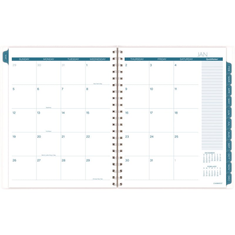 Cambridge® Glacier Weekly/Monthly Planner, Glacier Artwork, 11" x 9.25", Blue/Gray/Silver Cover, 12-Month (Jan to Dec): 2025 (AAG1727905) Each