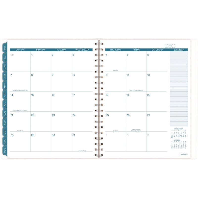 Cambridge® Glacier Weekly/Monthly Planner, Glacier Artwork, 11" x 9.25", Blue/Gray/Silver Cover, 12-Month (Jan to Dec): 2025 (AAG1727905) Each