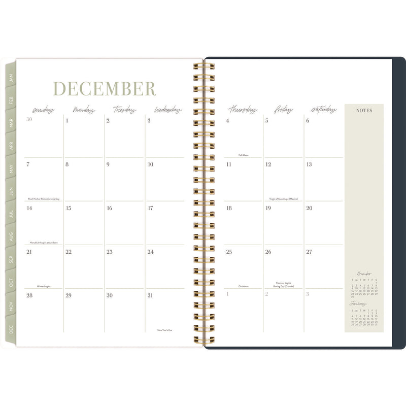 Cambridge® Leah Bisch Weekly/Monthly Floral Planner, Floral Artwork, 8.5" x 6.38", Blue/White/Gold Cover, 12-Month (Jan to Dec): 2025 (AAGLB34200) Each