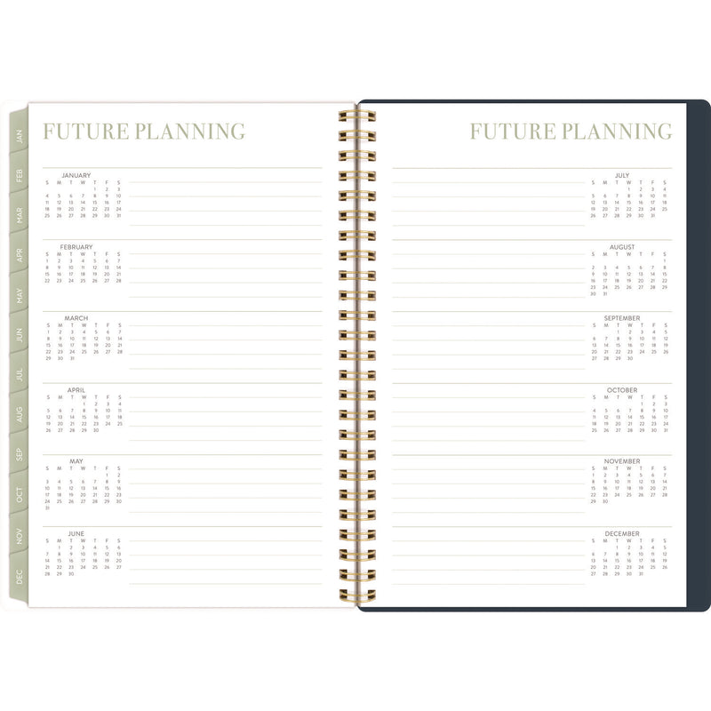 Cambridge® Leah Bisch Weekly/Monthly Floral Planner, Floral Artwork, 8.5" x 6.38", Blue/White/Gold Cover, 12-Month (Jan to Dec): 2025 (AAGLB34200) Each