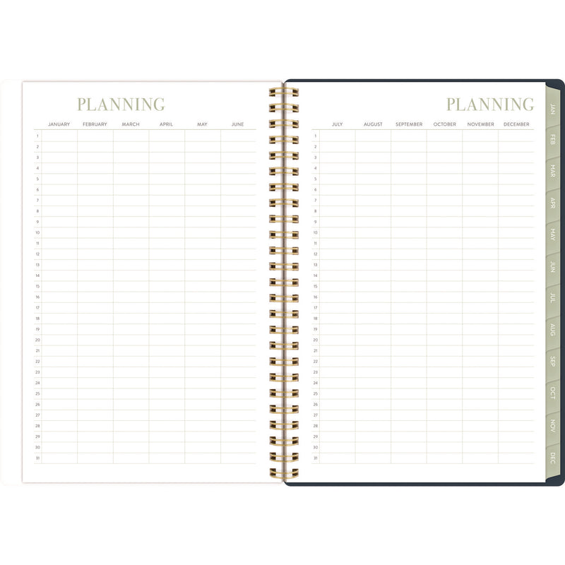 Cambridge® Leah Bisch Weekly/Monthly Floral Planner, Floral Artwork, 8.5" x 6.38", Blue/White/Gold Cover, 12-Month (Jan to Dec): 2025 (AAGLB34200) Each