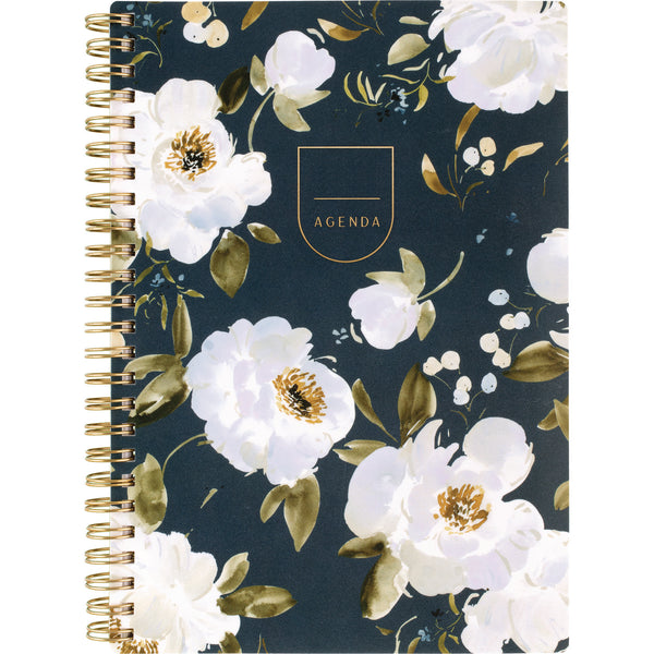 Cambridge® Leah Bisch Weekly/Monthly Floral Planner, Floral Artwork, 8.5" x 6.38", Blue/White/Gold Cover, 12-Month (Jan to Dec): 2025 (AAGLB34200) Each