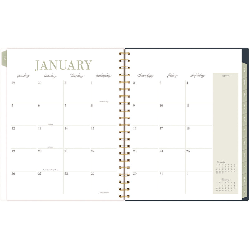 Cambridge® Leah Bisch Weekly/Monthly Floral Planner, Floral Artwork, 11" x 9.25", Blue/White/Gold Cover, 12-Month (Jan to Dec): 2025 (AAGLB34905) Each